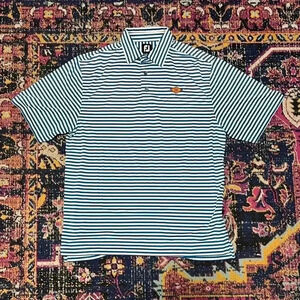 FOOTJOY FJ GOLF POLO Men’s SHIRT Size Large BLUE WHITE‎ STRIPED